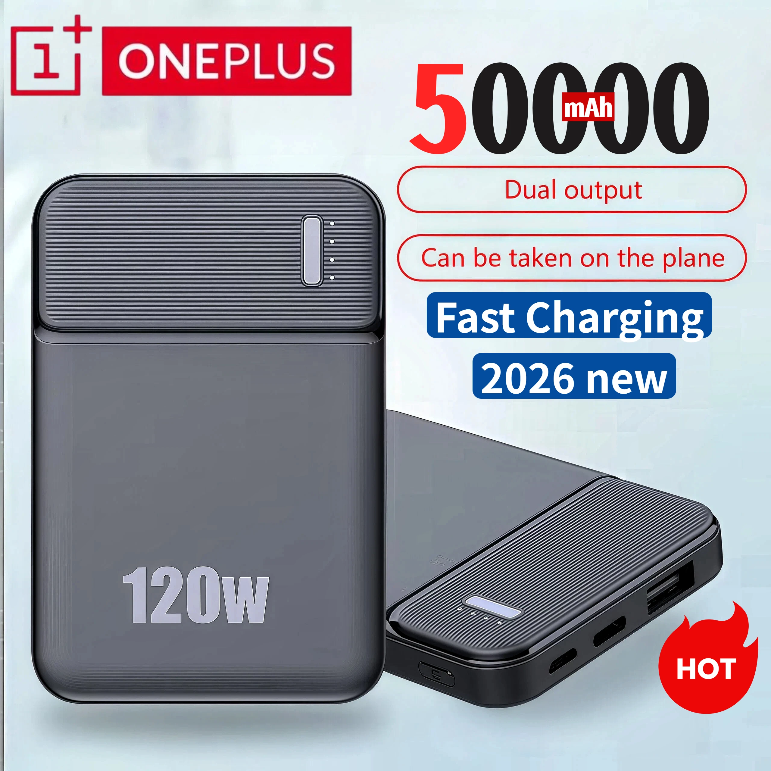 

ONEPLUS 120 Вт 50000 мАч Power Bank большой емкости сверхбыстрая зарядка цифровой дисплей внешний аккумулятор портативное зарядное устройство для iPhone