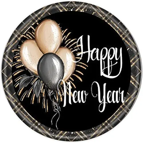 

Round Metal Tin Sign Rustic Wall Decor Happy New Year Sign New Years Sign Winter Sign Sign Wreath Sign,Suitable for Home Garden