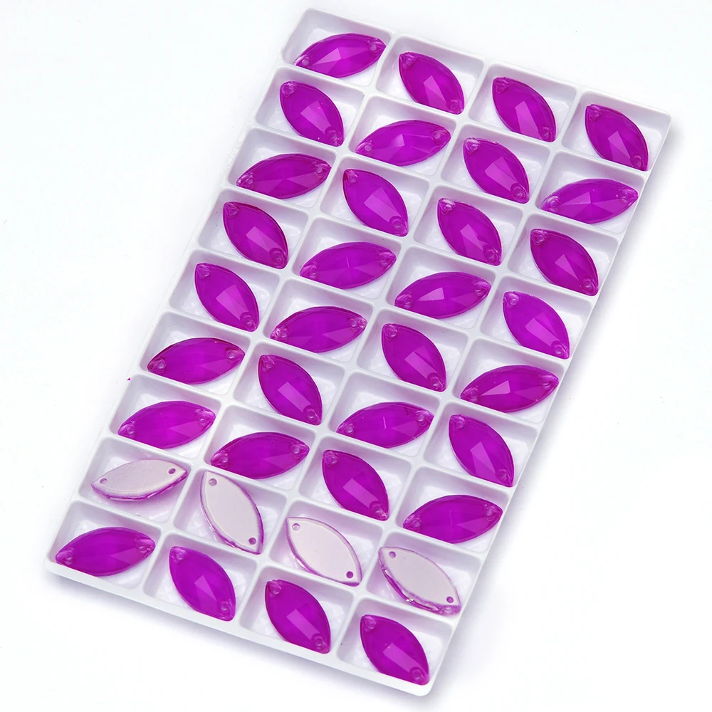 Pubrilex Navette Aufnähbare Strasssteine Bunte Glas-Glitzersteine mit Facettenschliff für Eiskunstlauf, Gymnastikanzüge und Kleidungszubehör – Detail 10