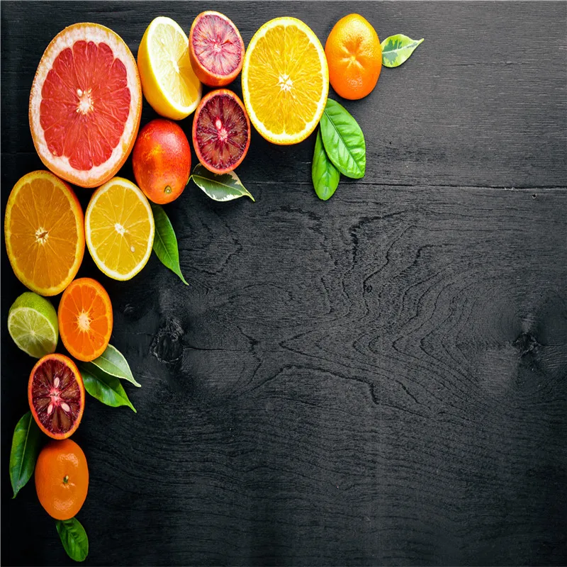 Nitree Photo Studio Photography Backdrop Wood Grain Fruit Lemon Orange HD Pattern Vinyl Background Cloth Food Take Pictures Prop