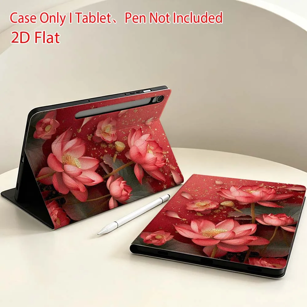 Red flower patterns For Samsung Galaxy Tab S11 S10 S9 S8 S7 S6 A9 A8 A11 Lite FE Plus Pen Tray Tablet Case Soft