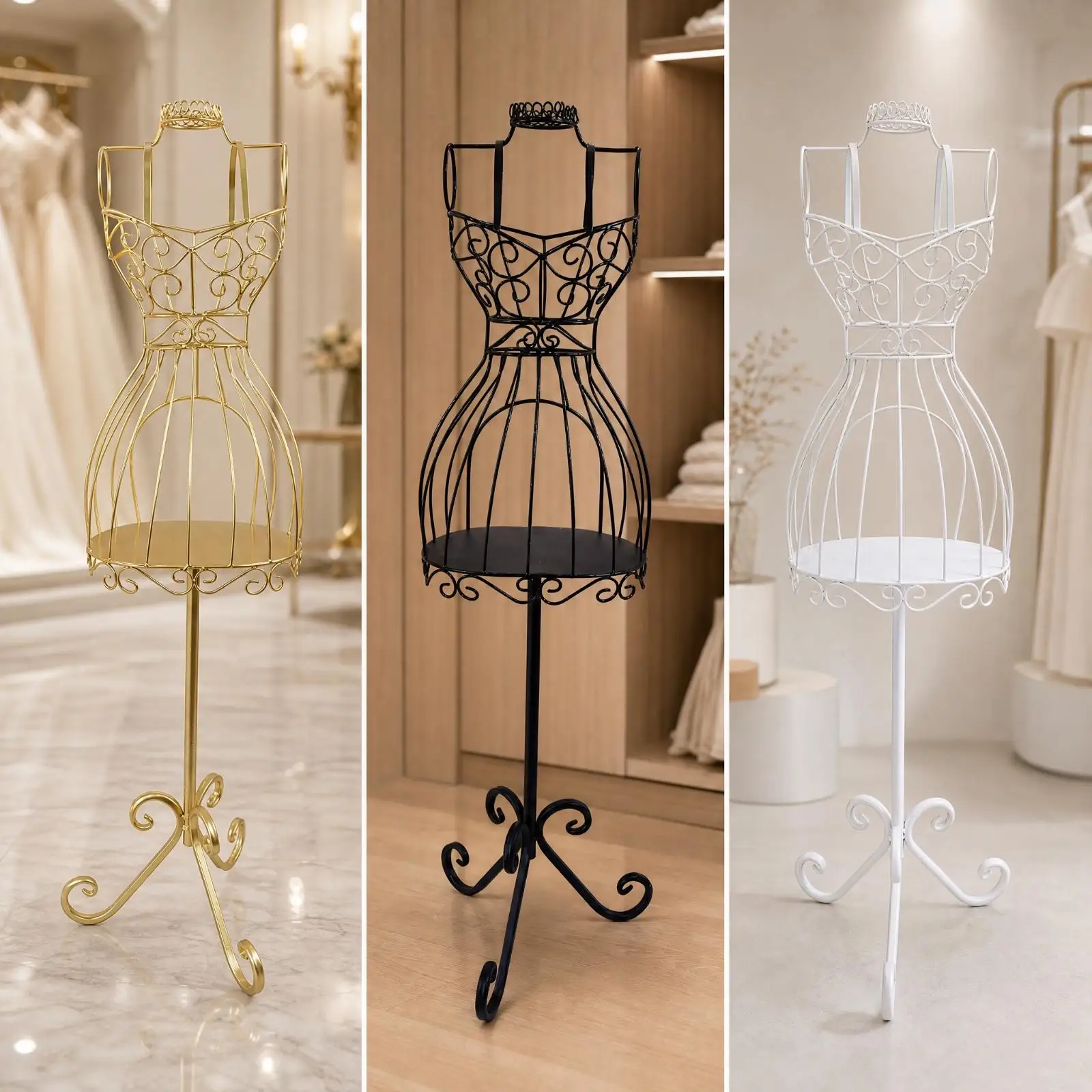 Wire-Frame Child Mannequin Display Stand Freestanding Ornate Scrollwork Child Dress Form Stand Kids Mannequin Decorative
