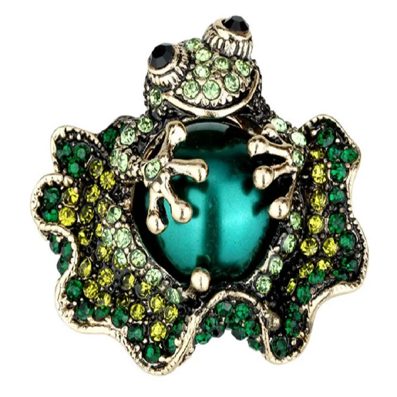 Frog stretch ring for women summer fashion jewelry W crystal animal charm gold silver color dropshipping wholesale 11