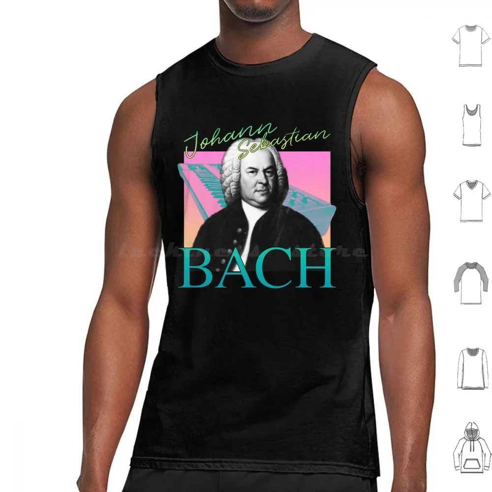 Johann Bach-Retro 80'S Neon Synth Wave Band Tee Tank Tops Vest Sleeveless Mozart Johann Bach Beethoven Bach Music Musician