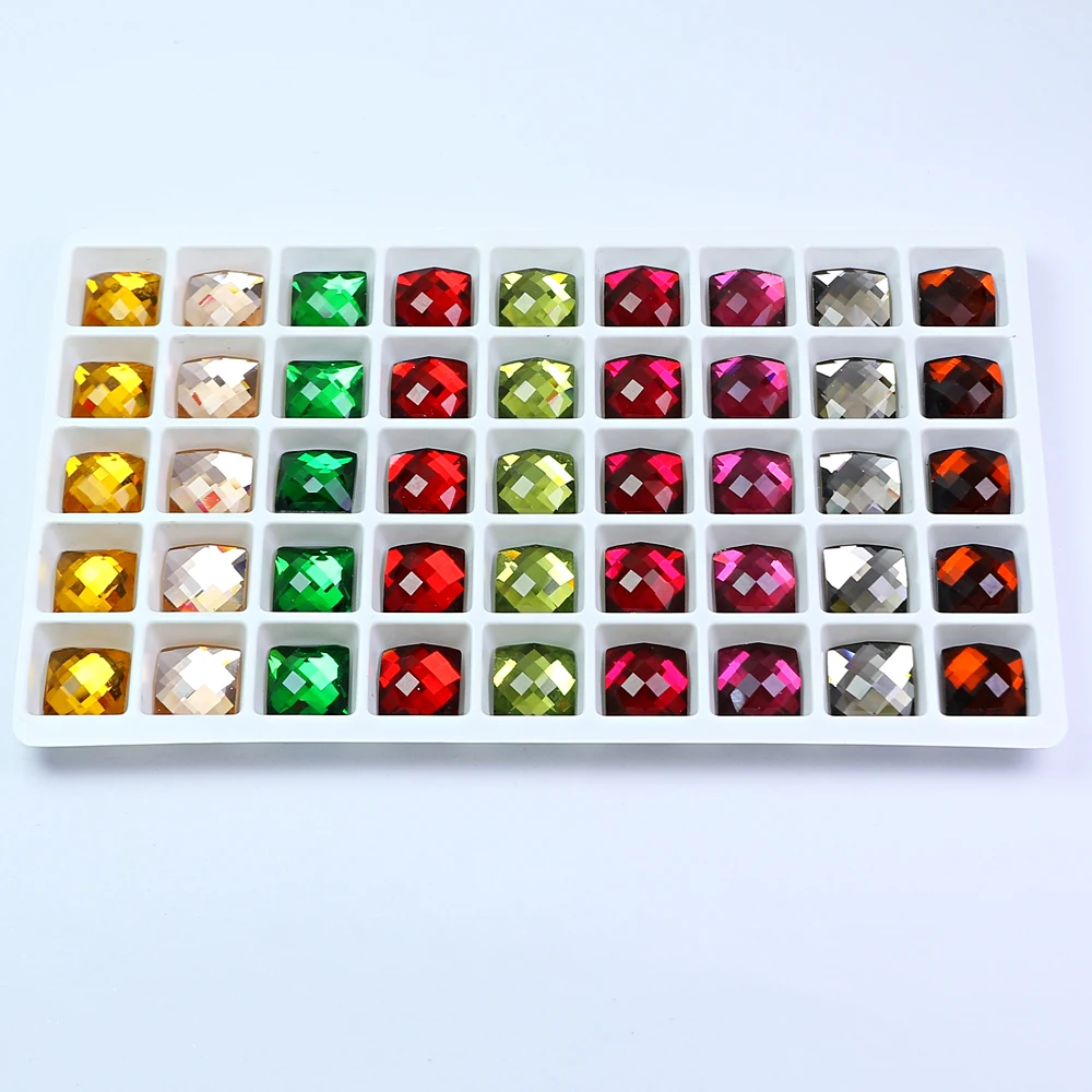 Square Crystal 3D Designs Glass Nail Decorations Rhinestones For DIY Nail Art Flat-bottomed Stones Decorations