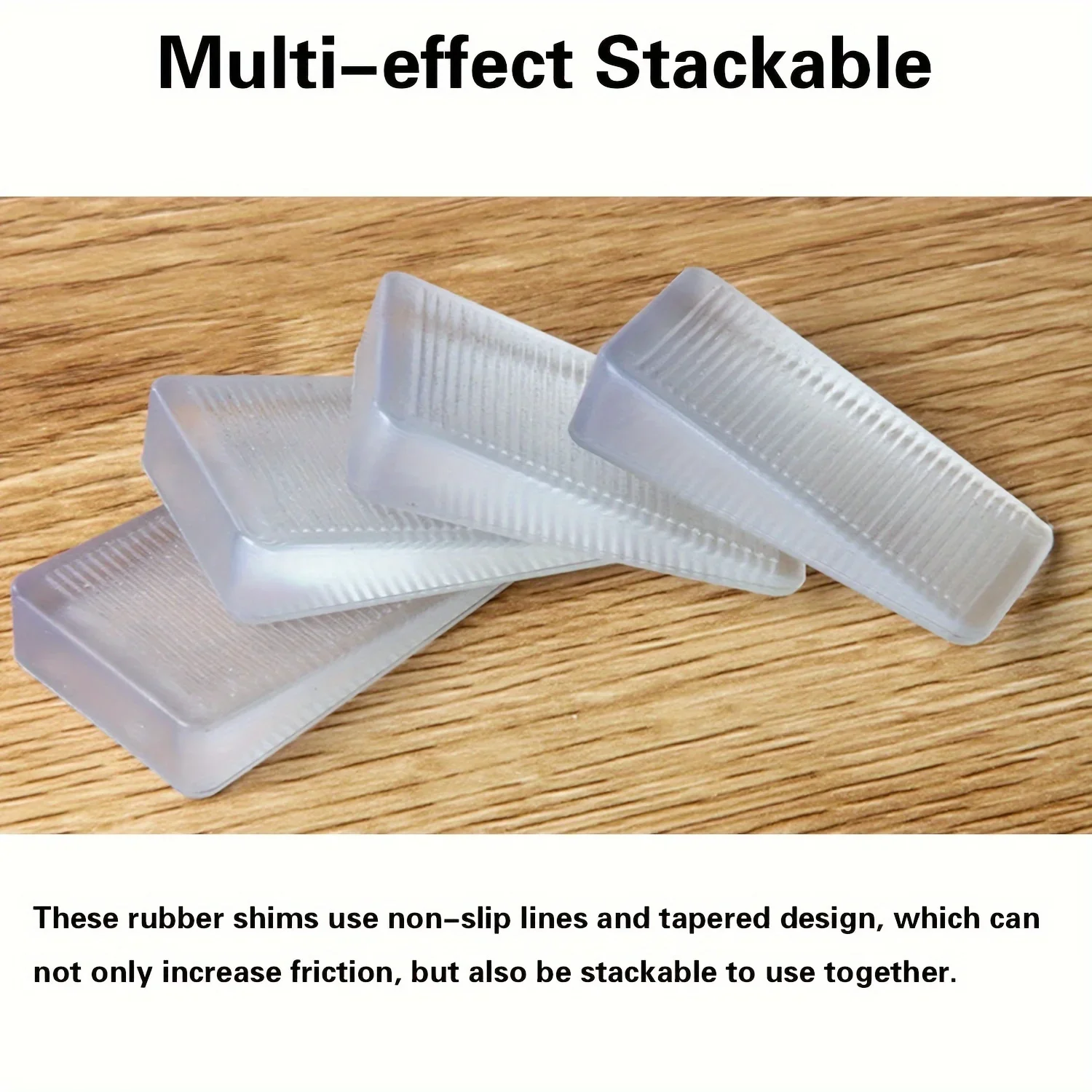 4pcs Transparent Rubber Wedge Shims - Plastic Furniture Levelers for Uneven Surfaces, Matte Finish, Cuttable Hard Table Pads image 5