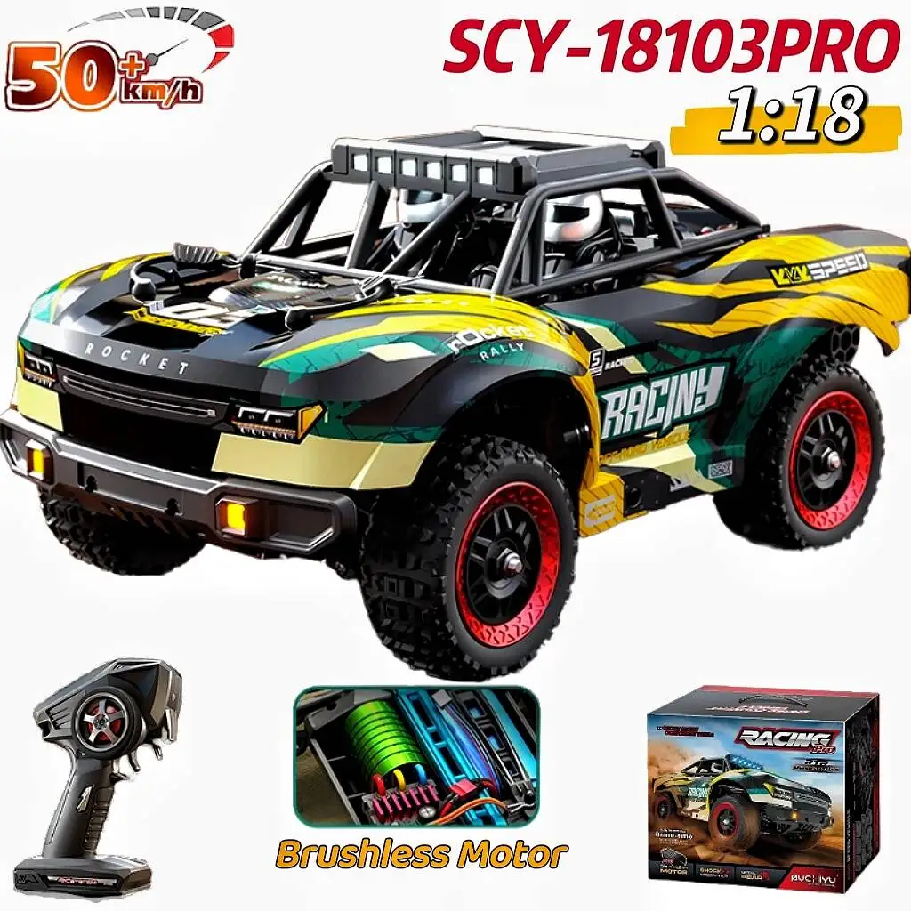 

SCY Off Road Remote Control Car 18103PRO Brushless Motor High Speed Racing Car 1/18 Full Size 2.4G Drift Car Toy 50KM/H Birthday