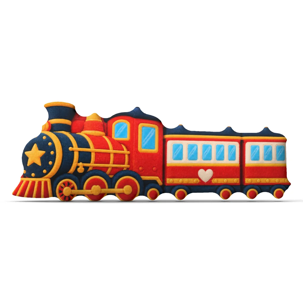 Train Shaped Stuffed Pillow Cushion Vintage Locomotive Throw Pillow Decorative Accent for Kids Nursery Room Home Decor Gift