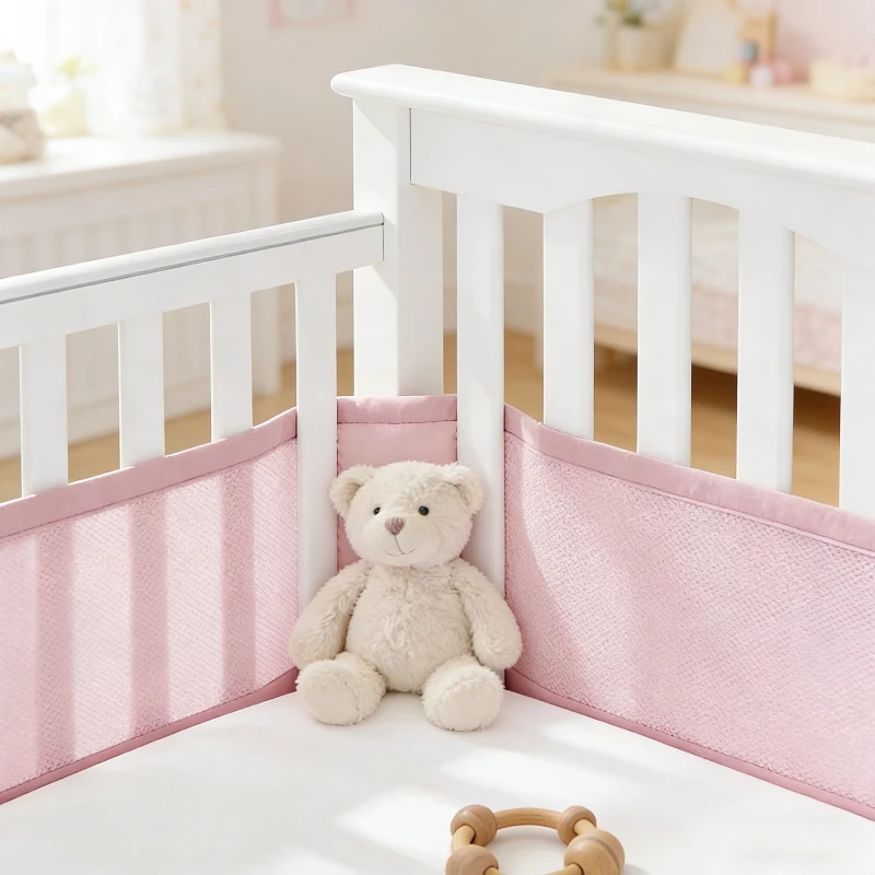 Baby Bed Bumper Guard Breathable Mesh Crib Rail Protector for Toddlers, Washable Safety Padding for Crib Bed Rails