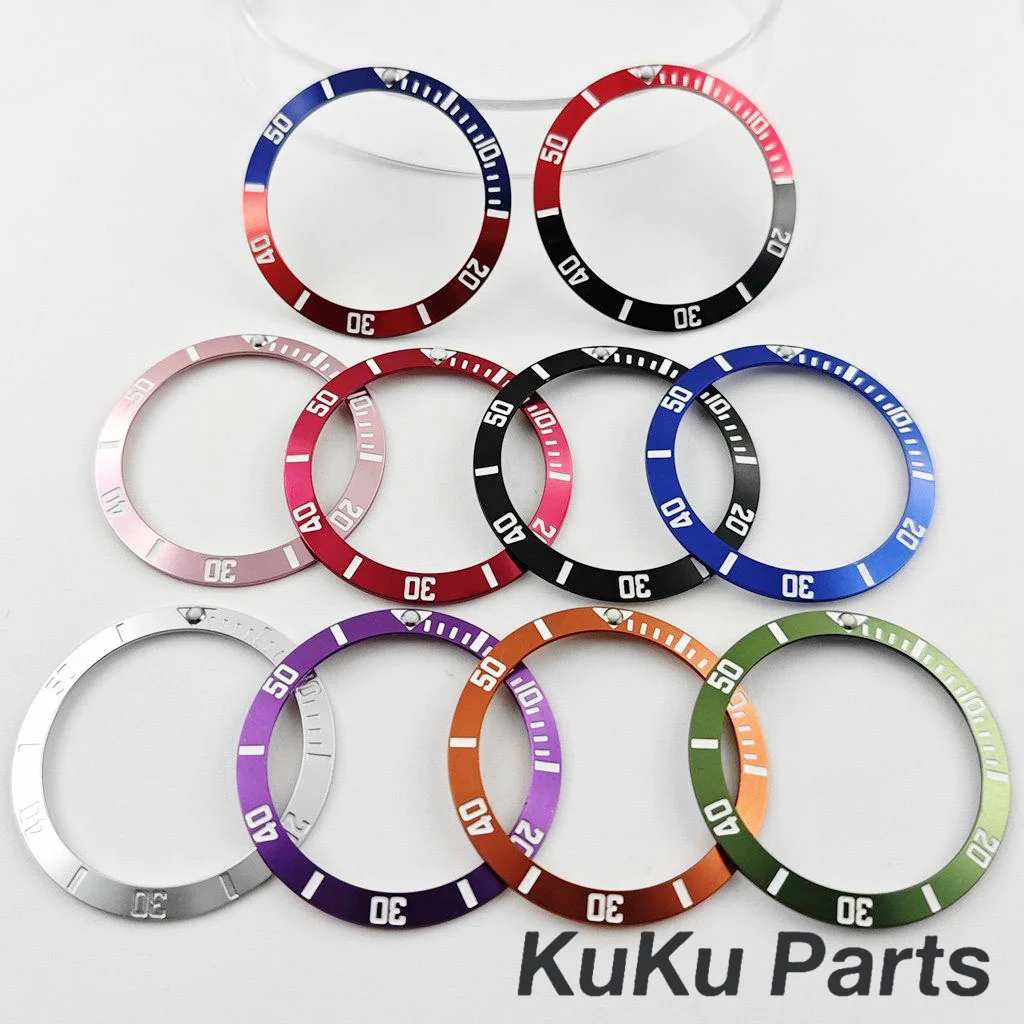 38 مللي متر المنحدر الغوص ساعة ألومنيوم إدراج ساعة استبدال ساعة الحافة إدراج حلقة المنحدر NH35 NH36 NH34 الرجال ساعة جزء الملحقات