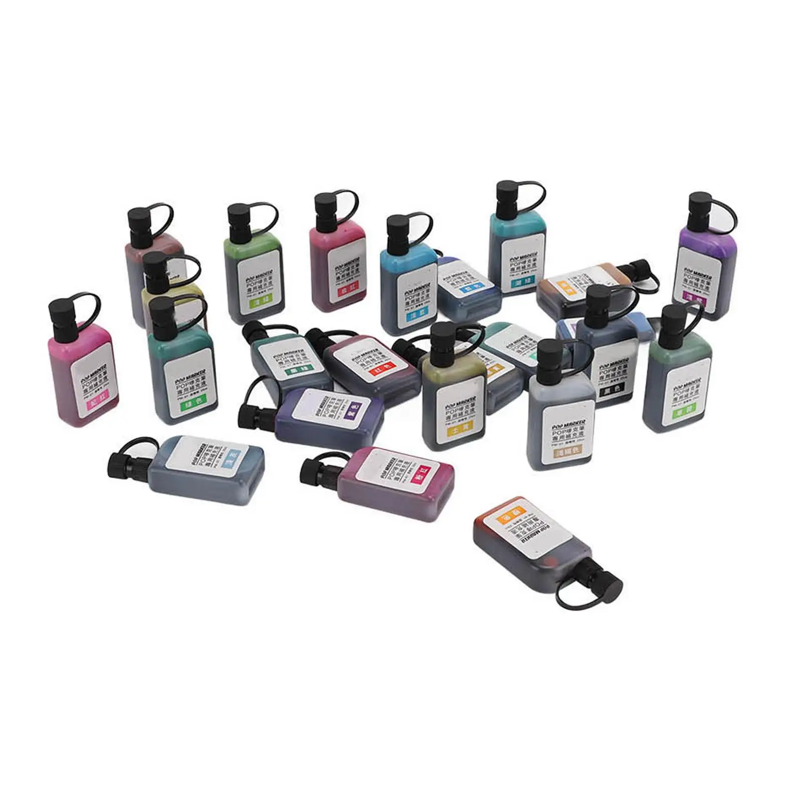 24pcs Refill Inks Colorful Waterproof Marker Replacement Inks Set with Transparent Bottles for Marker Refill