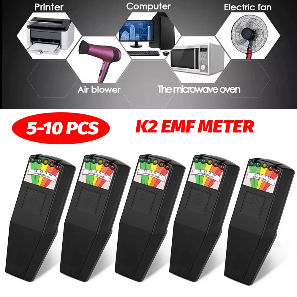 5-10pcs K2 EMF Meter LED Indicator Gauss Meter LCD Digital Electromagnetic Field Radiation Tester Ghost Hunting Detector