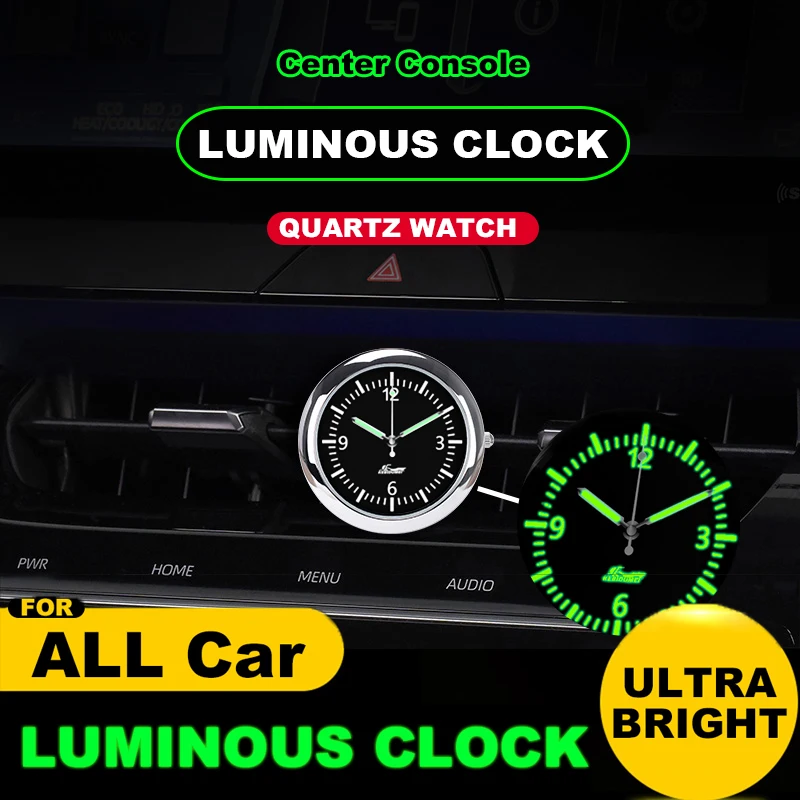 Car Gauge Clock with Sticker Mini Auto Air Vent Quartz Clock Car Outlet Watch with Fluorescence Function Car Styling Accessories