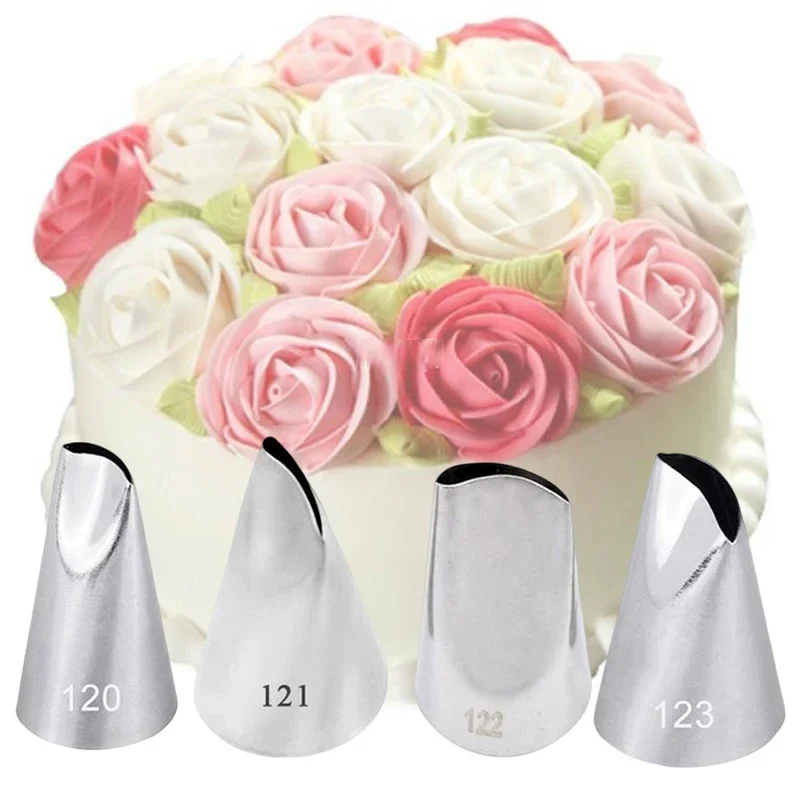 

120# 121# 122# 123# Rose Petal Piping Nozzles Cupake Decorating Icing Tips Stainless Steel Pastry Nozzles DIY Baking Supplies