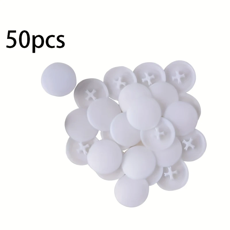 50PCS White Screw Cover Self-Tapping Covers Slotted Screws Plastic Hole Cover For Cabinets Furniture Home Decorative Fasteners view 2