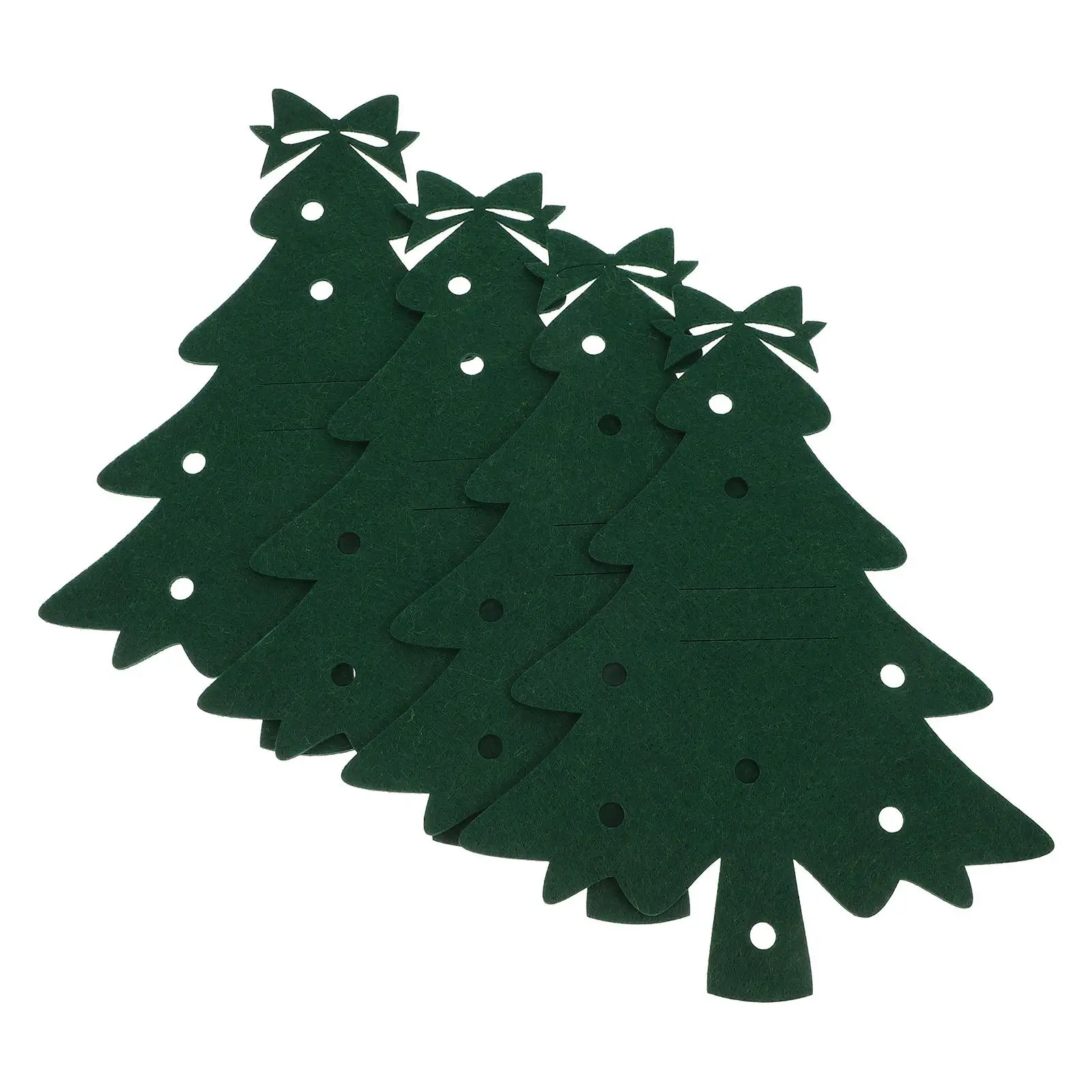 

4 Pcs Christmas Tree Cutlery Set Holders Table for Silverware Cloth Knife and Fork Protective Cover Centerpieces Tables
