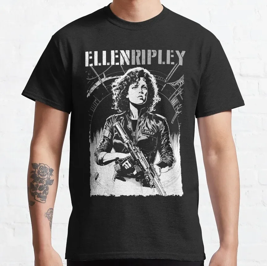 100% Cotton Tees Clothing Alien:3 Ellen Ripley 90s Science Fiction Movie Weyland Xenomorph Yutani Prometheus TShirt for Men tops