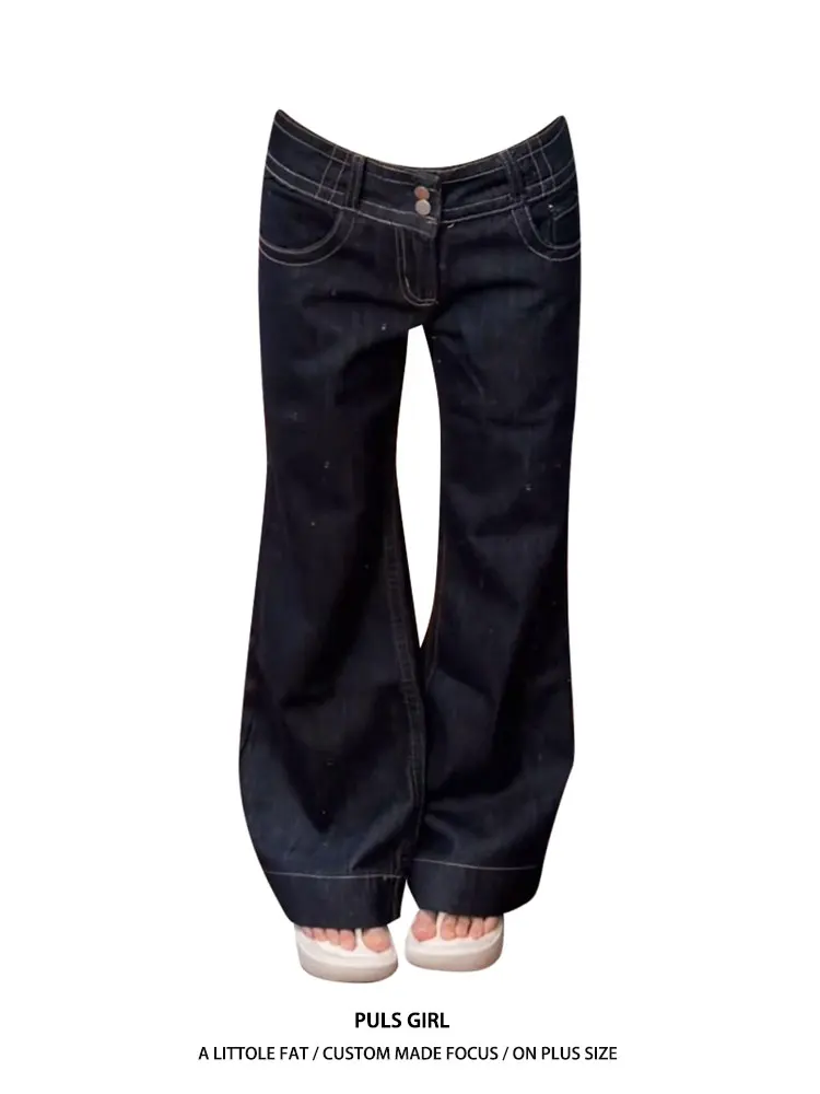 

Low Waist Bell Bottom Denim Jeans Women's Retro Washed American Style Hot Girl Loose Fit Casual Pants Spring 2026 New Arrival