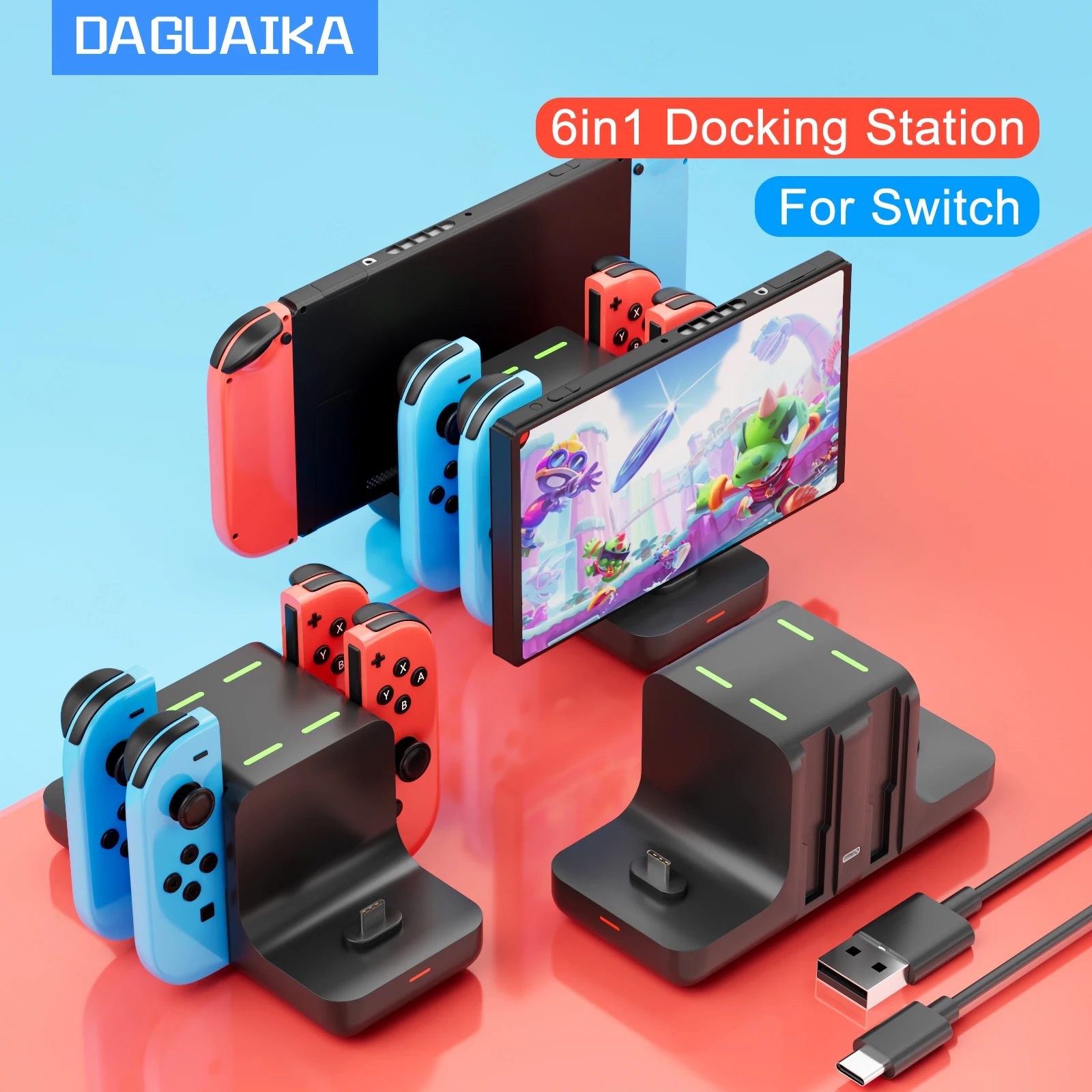 

For Nintendo Switch charger with 4 Joy-cons and 2 Pro controllers NS Joycon Joy Con charging base DC5V/2A Charge Stand