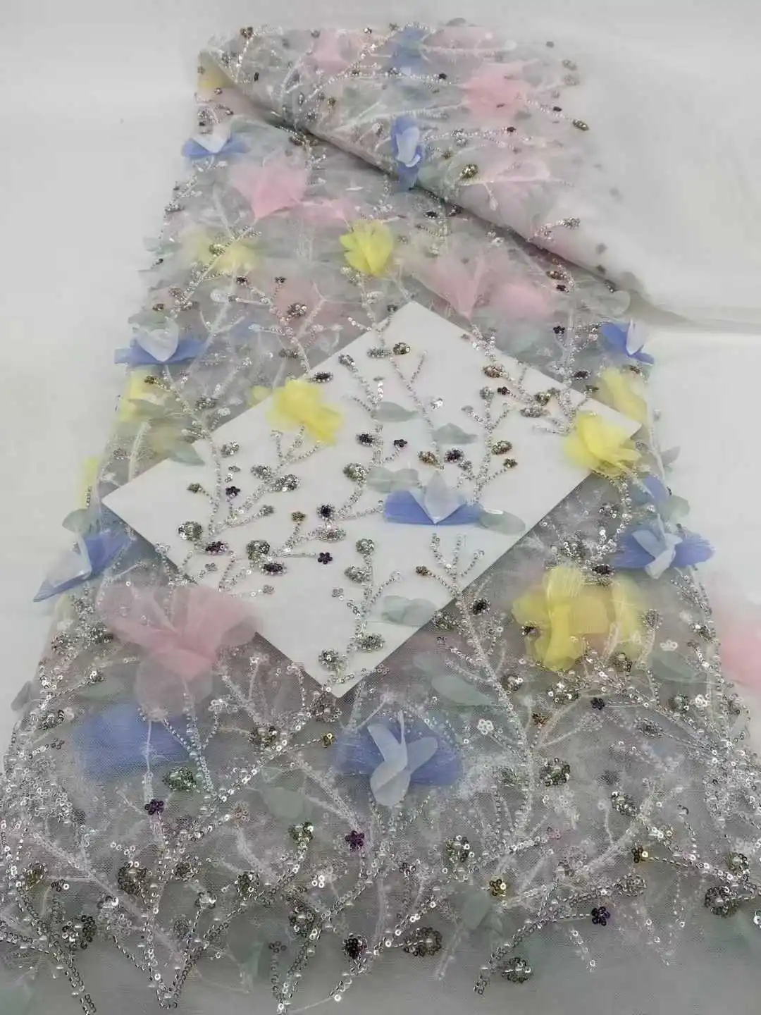 ใหม่ 3D Appliqueผ้าคุณภาพสูงลูกไม้แอฟริกันผ้า 2025 ภาษาฝรั่งเศสคําสุทธิลูกไม้ผ้าเย็บปักลูกไม้Tulleไนจีเรียชุด.