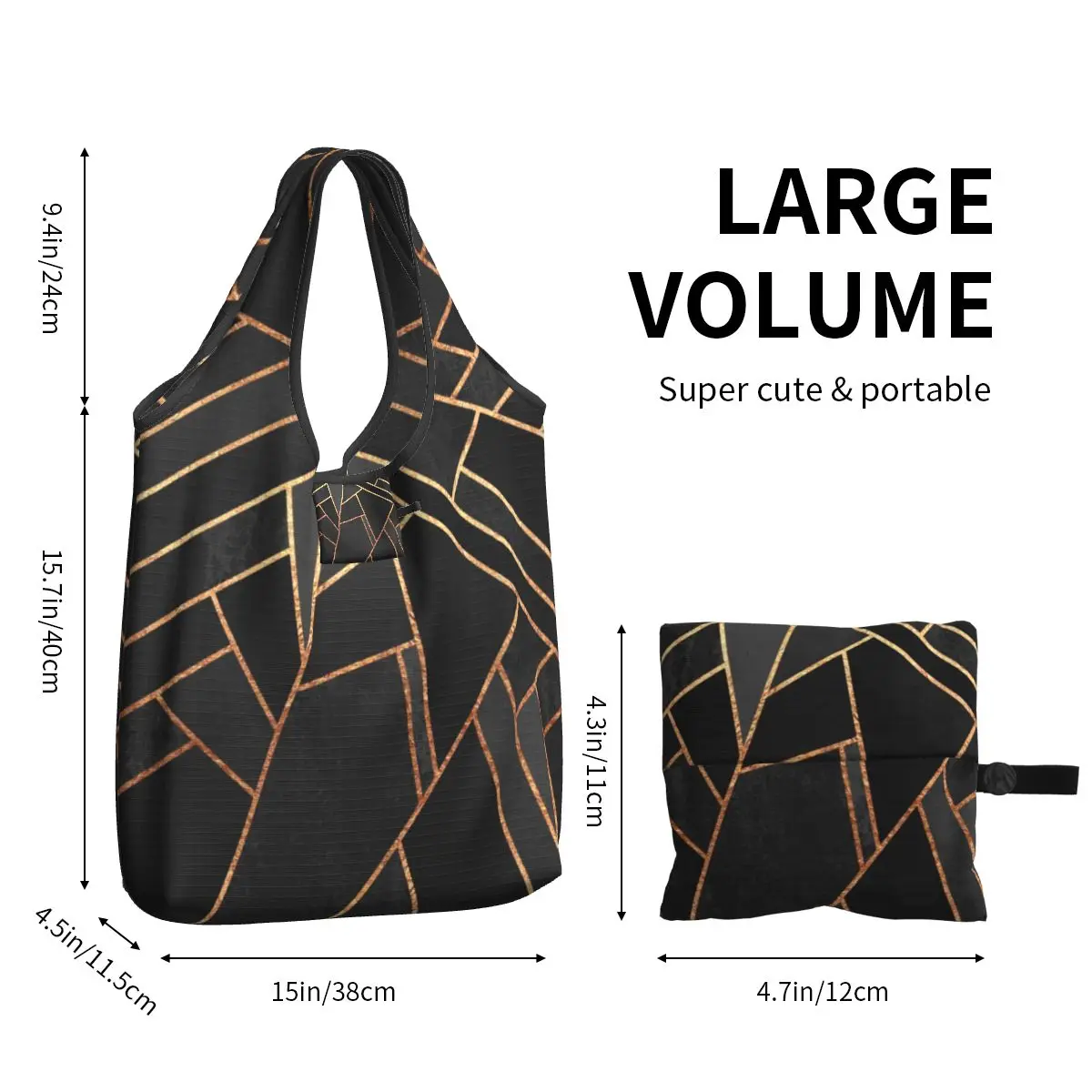 Night Geometric Groceries Shopping Bag Fashion Shopper Shoulder Tote Bag Large Capacity Portable Art Geometry Pattern Handbag