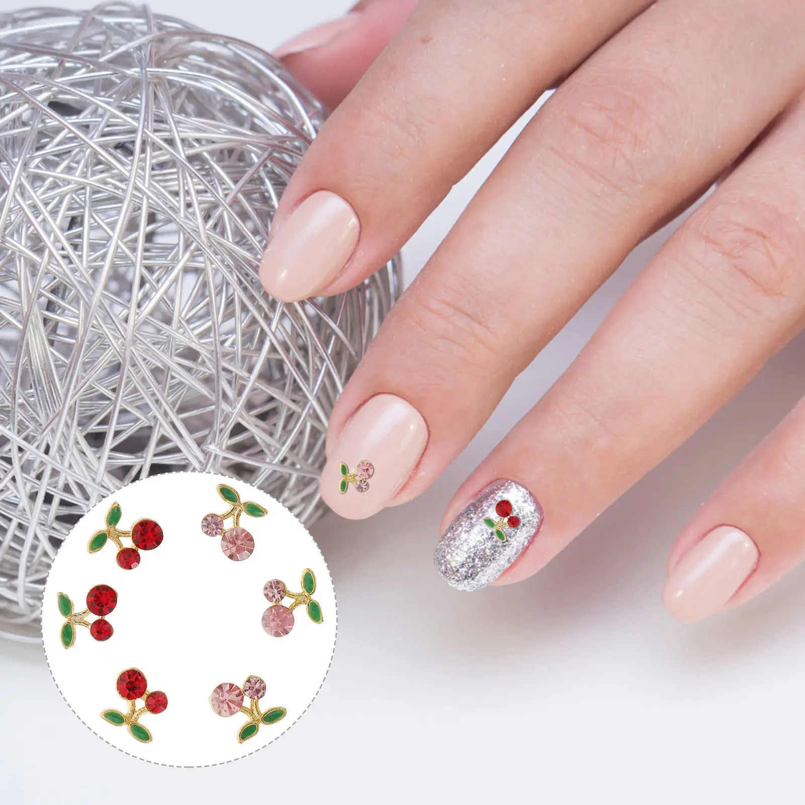 

36Pcs Nail Art Accessories Cherry Shape Alloy Decorations Christmas Wedding Party DIY Nail Charms Women Jewelry