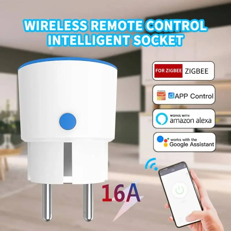 16A Tuya ZigBee 3.0 Smart Power Plug EU Smart Socket Energy Monitor Outlet Wireless Voice Remote Control Alexa Google Home