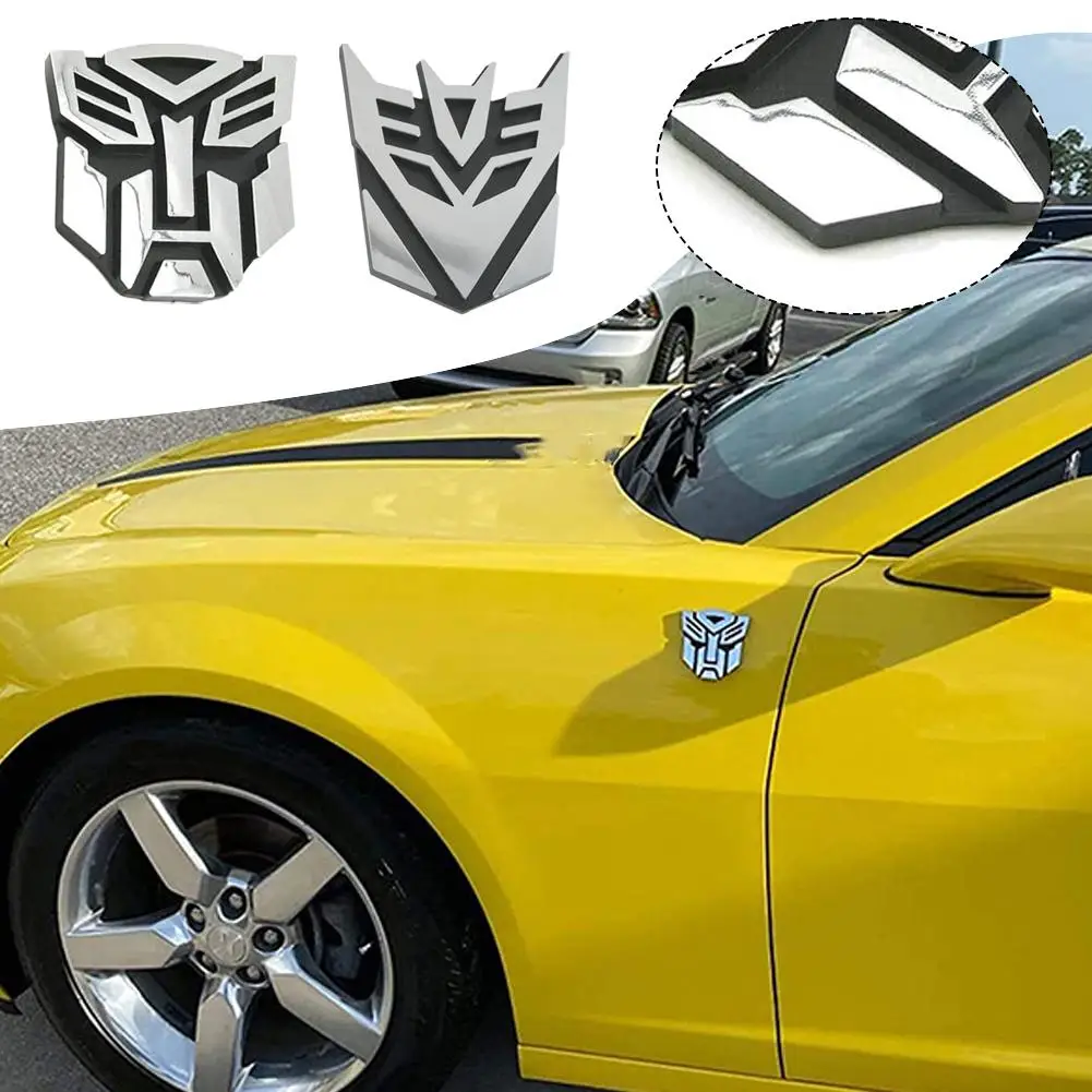 2Pcs 3D Auto Aufkleber Für Transformator Abzeichen Decepticon Emblem Schwanz Aufkleber Coole Autobots Logo Auto Styling Motorrad Auto Zubehör