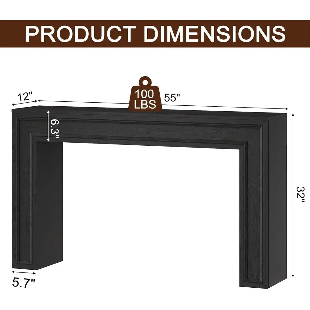 55 Long Elegant Entryway Console Table for Hallway and Living Room (Black) view 2