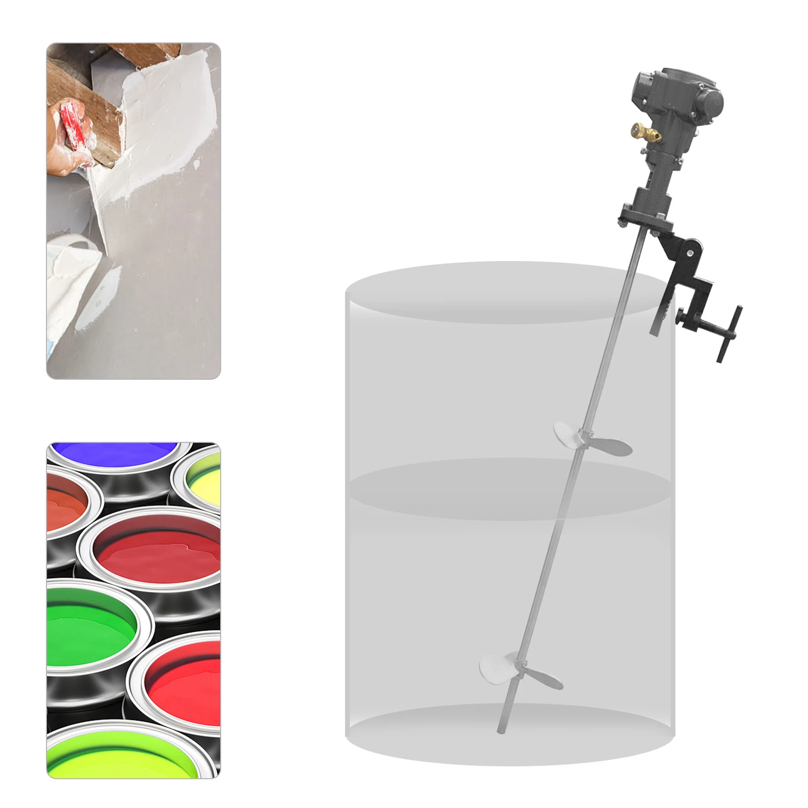 1/2 HP Pneumatic Paint Mixer 50 Gal Capacity, 50-2000 RPM, 304 Stainless Steel, Explosion-Proof for Industrial Coatings