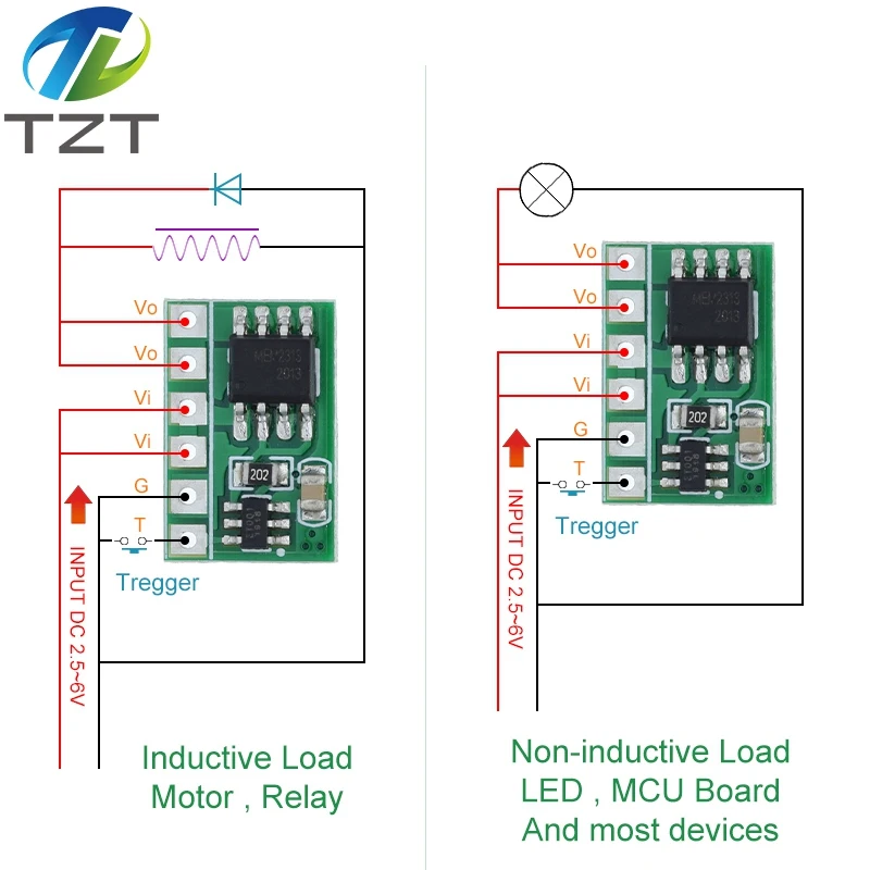 TZT 6A DC 3V 3.3V 3.7V 5V Electronic Switch Latch Bistable Self-locking Trigger Board for LED Motor Driver Solar Lithium battery