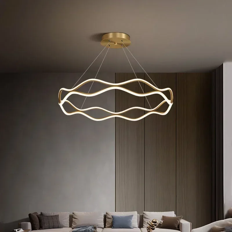 Nowoczesna lampa wisząca LED do sypialni salon jadalnia żyrandol luksusowa lampa wisząca pierścień Home Decor oprawa oświetleniowa wewnętrzna