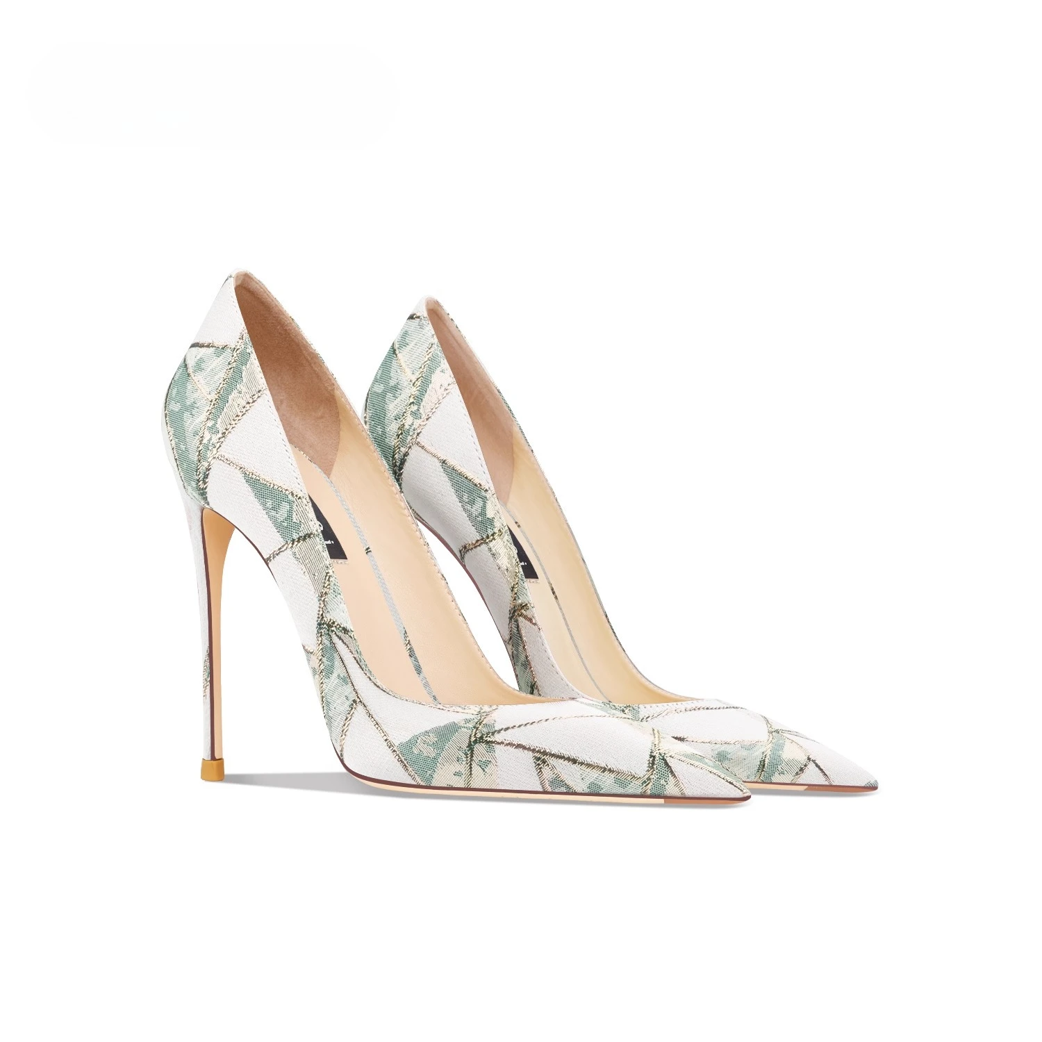 

New gold light green high-heeled shoes for women with slim heels and pointed toes, versatile small fragrant style single shoes