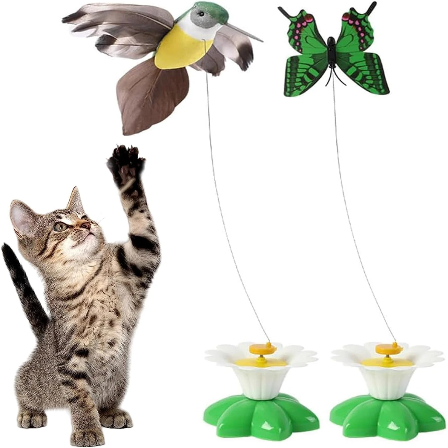 Exciting Lifelike Flying Bird Cat Toy: 2023 Edition with Hilarious Interactive Rotating Design - Create Endless Fun for Your Cat