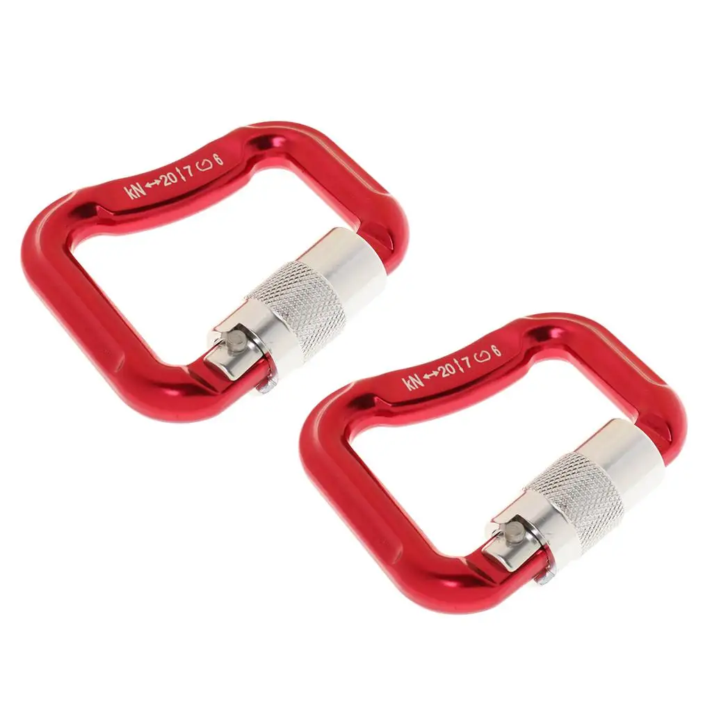 2 Pieces of 20KN Aluminum Alloy Paragliding Caribiners - Red