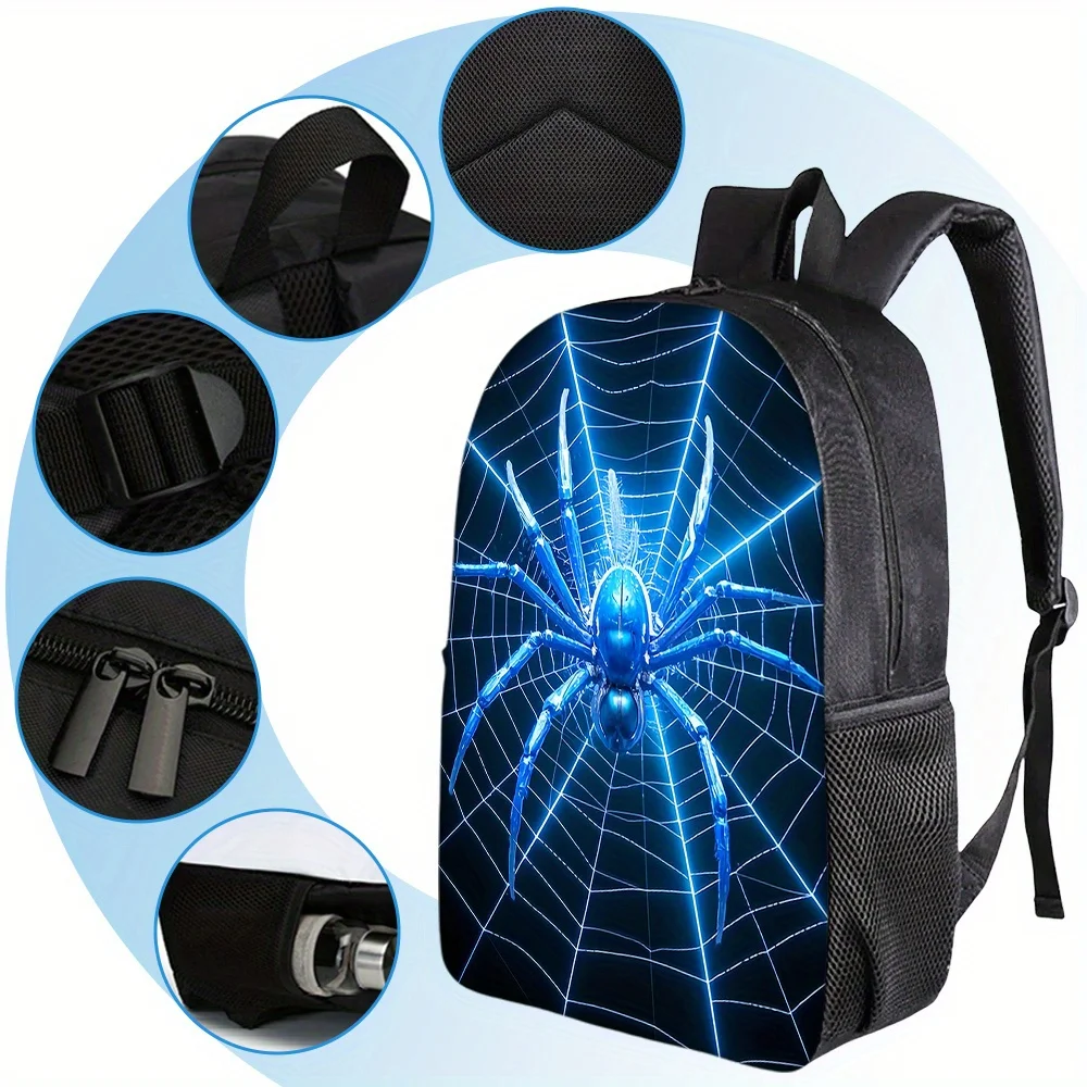 3pcs spider pattern backpack large capacity backpack messenger bag pencil case perfect gift - view 4