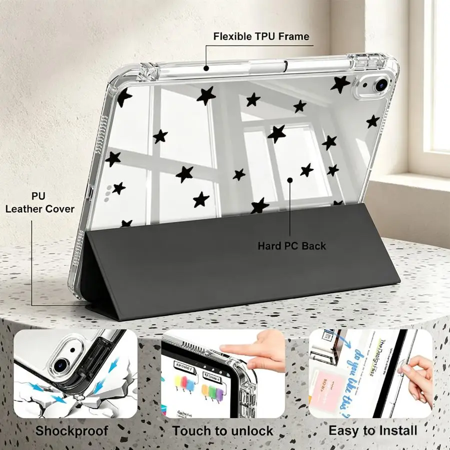 Tablet Case For Samsung Galaxy Tab S7 FE S9 Plus A9 Plus S8 S10 Lite A8 A11 With Pen Slot Cover Creative Little Star Art