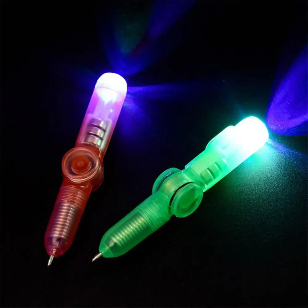 LED Colourful Luminous Spinning Pen Rolling Pen Ball Point Pen Learning Office Supplies Random Color for kids children student