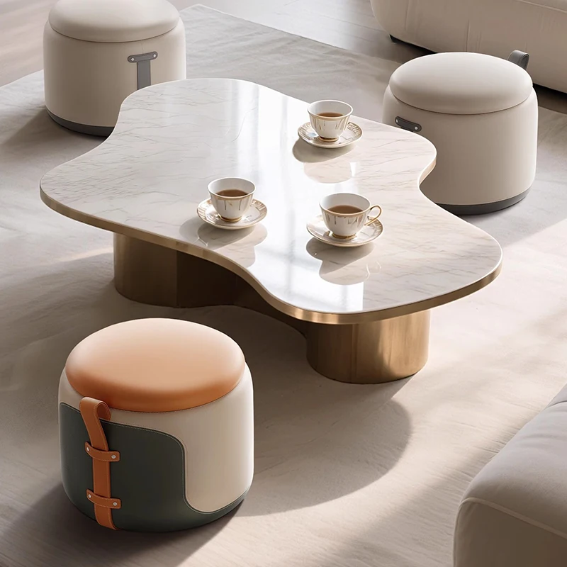 قابل للتعديل تخزين البراز جولة المحمولة الصناعية الجلود بوف العثماني البراز غرفة المعيشة الأرائك Tabourets دي بار الأثاث