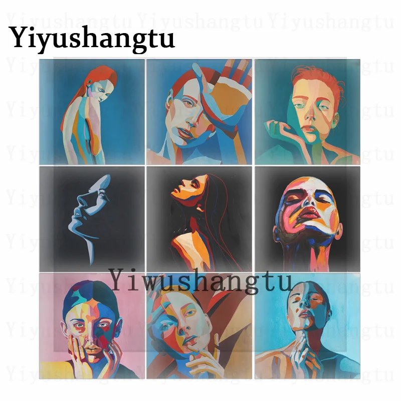 

Vintage beauty lady watercolor painting 12mm/20mm/25mm/30mm Square photo glass cabochon demo flat back Making findings