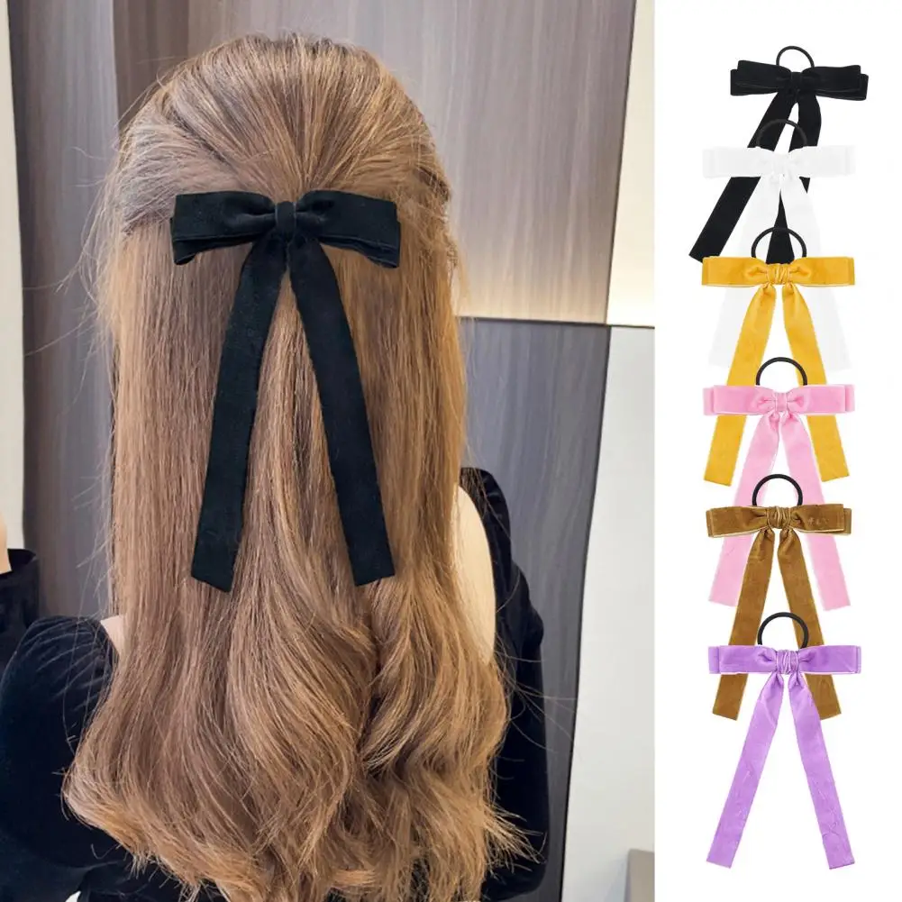 Velvet Bowknot Hair Tie Sweet Elegant Solid Color High Elastic Soft Women Girls Ponytail Holder Hair Rope Hair Accessories Gift