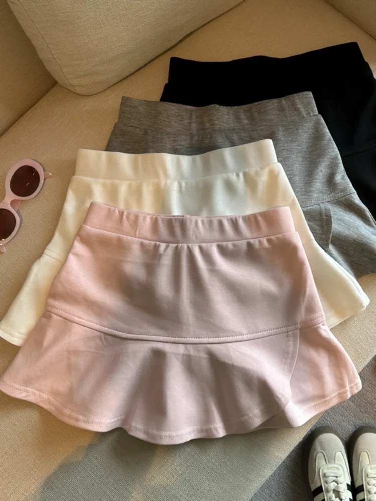 Flirty A-Line  Skirt with Petal Design And Lace Trimming Skin-Friendly Breathable High Waist for Young Women Summer New S...