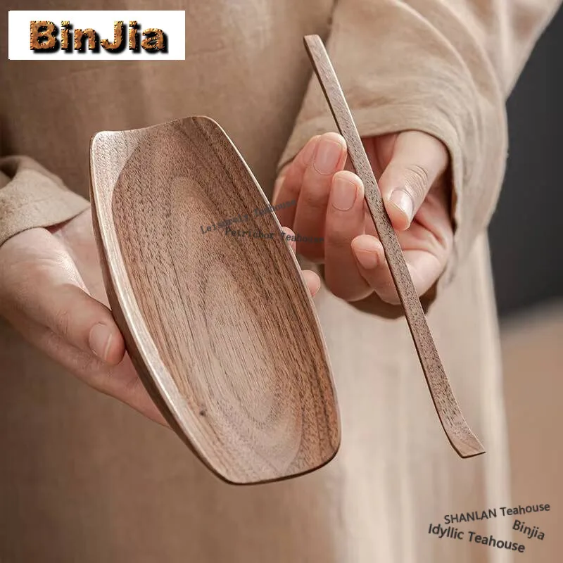 Zen Walnut Solid Wood Tea Scoop Ancient Tea Infuser Spoons Shovel Chahe Awakening Tea Ladle Puer Tea Items Supplies Decoration
