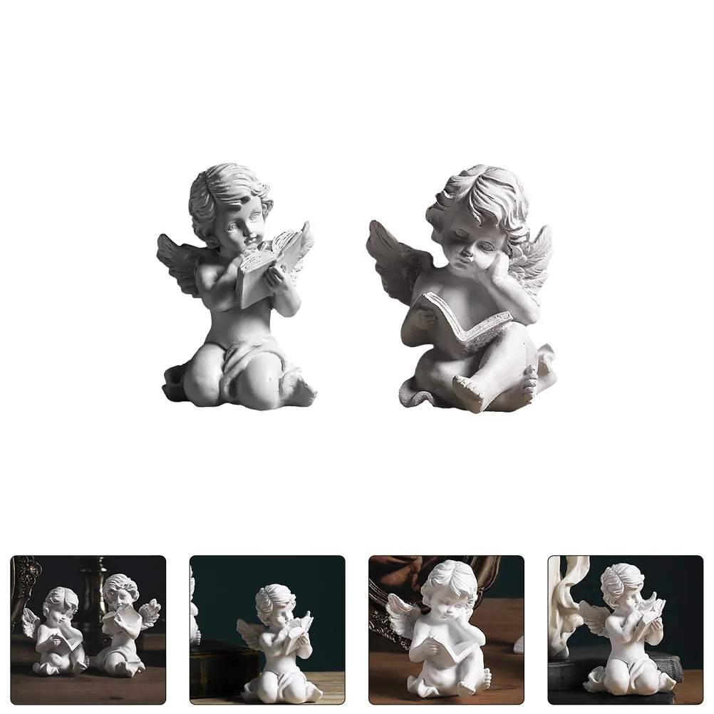 

2 Pcs Angel Decor Home Ornament Desktop Angels Figurines Door Frame Decoration