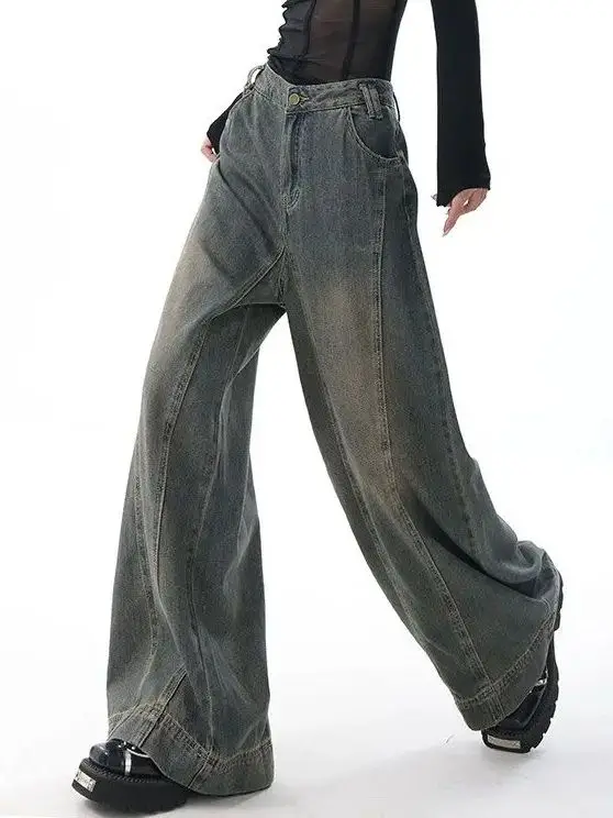 

Denim Trouser High Waist American Retro High Waist Oversized Jeans Vintage Pants For Women Casual Baggy Y2K Wide Leg Streetwear