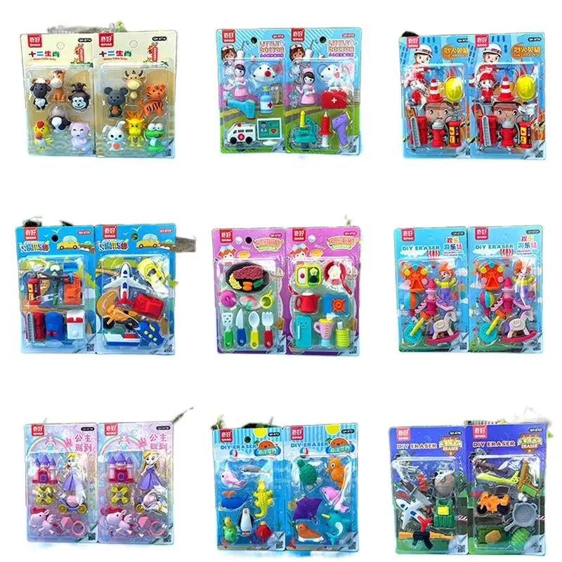 1 Pcs  Removable Eraser Set Cartoon Animal-Shaped Assembled Eraser Learning Stationery Gift