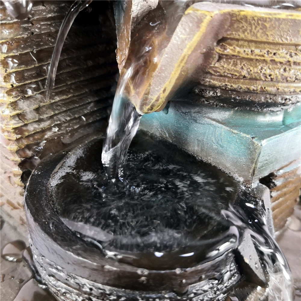 Fontanna stołowa LED z kulkami, 3-poziomowy wodospad, kamienie rzeczne, elektryczna pompa, relaksujące dźwięki do biura i dekoracji domu