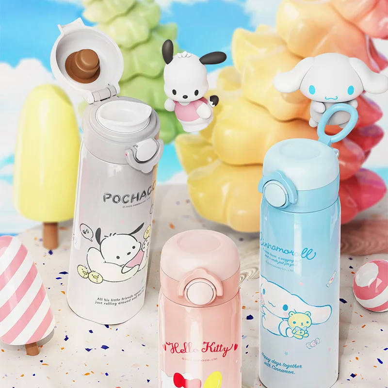 Bottiglia d\'acqua in acciaio inossidabile bere direttamente tazza termica isolata sottovuoto donna Thermos portatile studente bambini Sanrio Kuromi