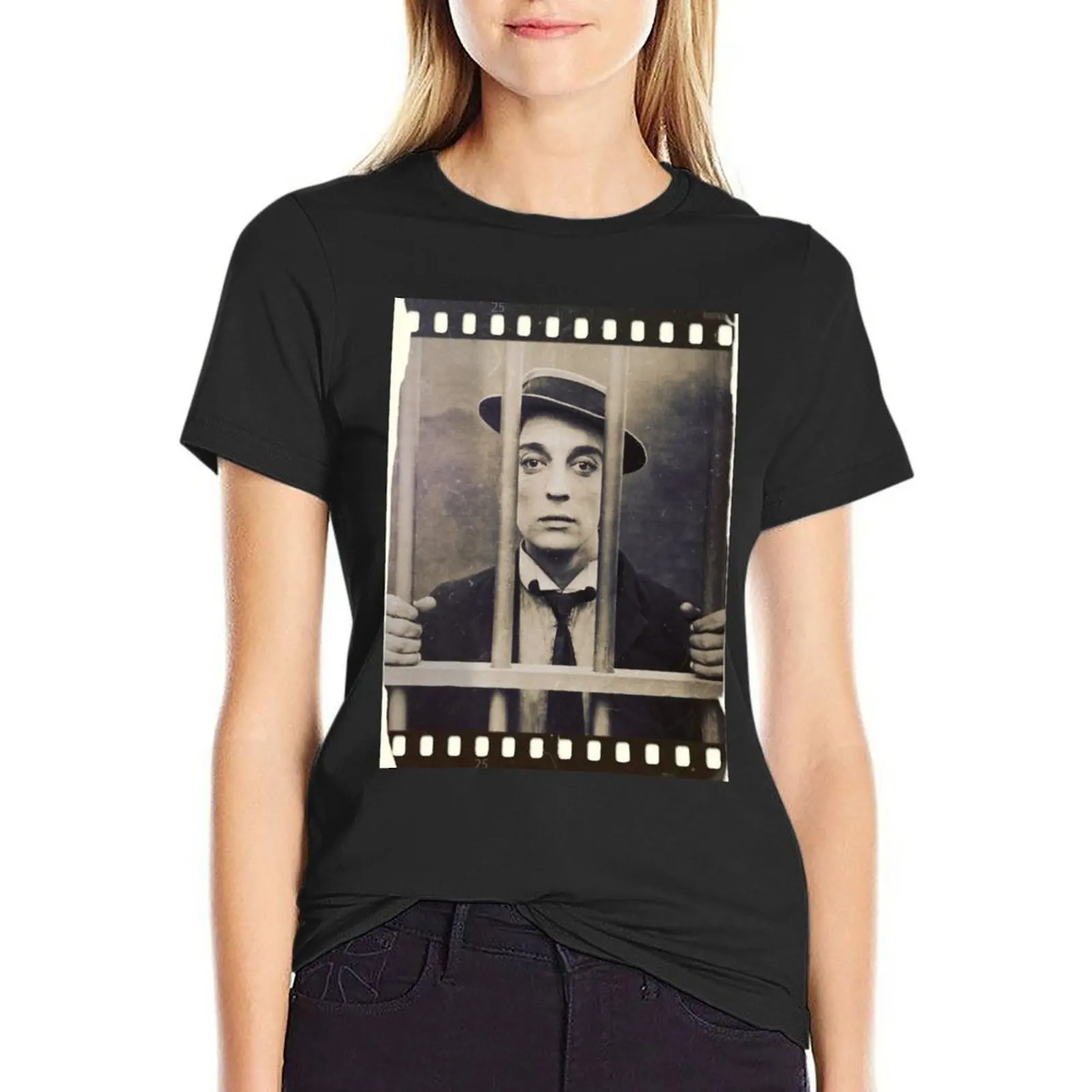 

Buster Keaton - Cops - Film - D19 T-Shirt sweat vintage animal prinfor cute tops Women's tee shirt