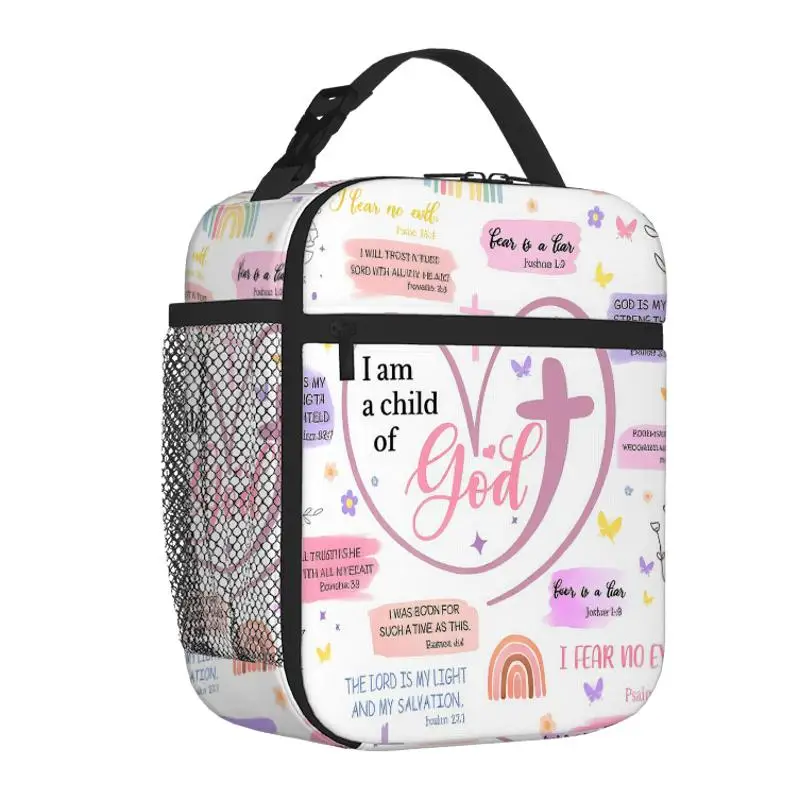 1pc, Heart-shaped Christian Faith Poster with Bible Verses Printed Thermal Bag Insulation Bag Insulated Bag, No Food Contact, Su